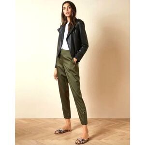 Ted Baker Cropped Jogger Pants ILARIA Khaki Size 8 – Roll Tab, Ribbon Detail